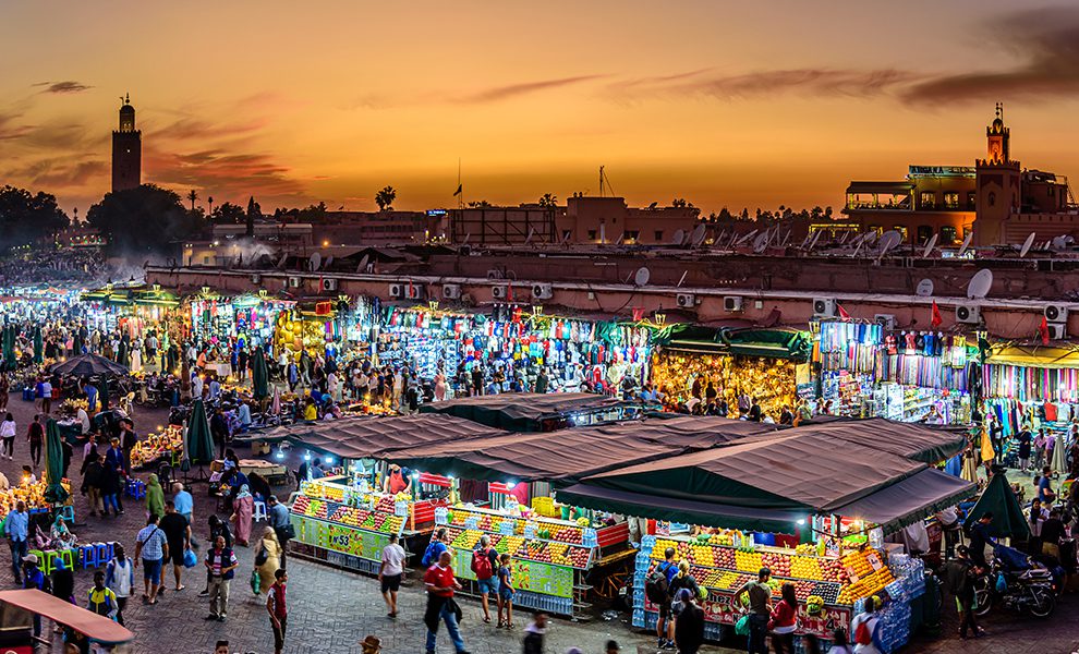 Evening Life in Historic Jemaa el-Fnaa, Marrakesh