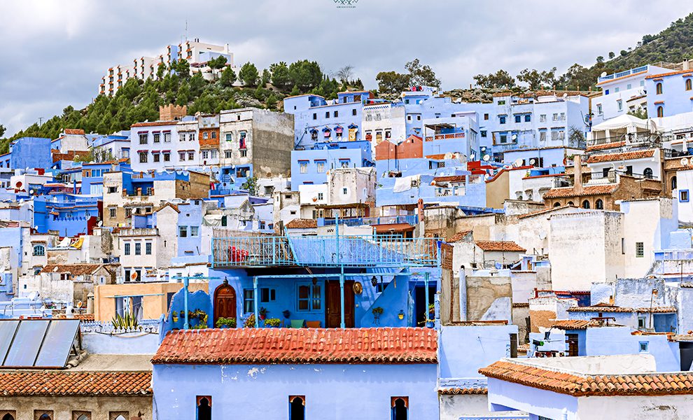 Scenic View of Chefchaouen’s Iconic Blue Medina