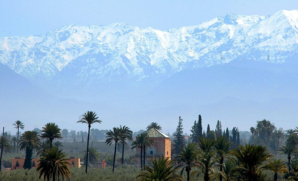View of Snowy Atlas Mountains from Menara Gardens