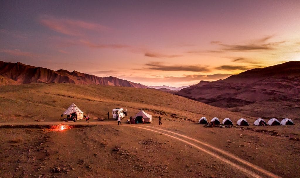 Sunset at Tata Bivouac on Morocco Adventure Tour