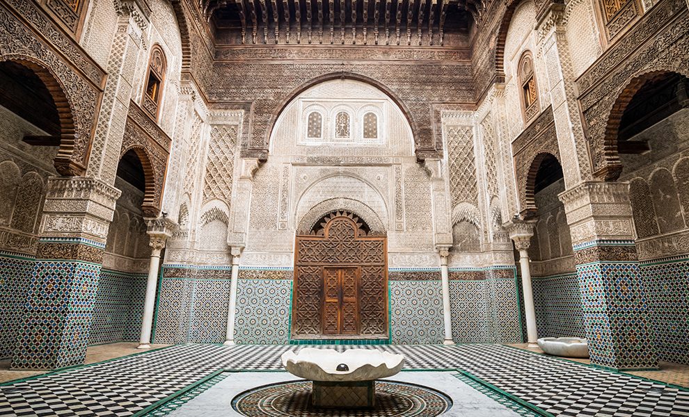 Historic Madrasa with Carved Stucco and Zellige Tiles in Marrakesh