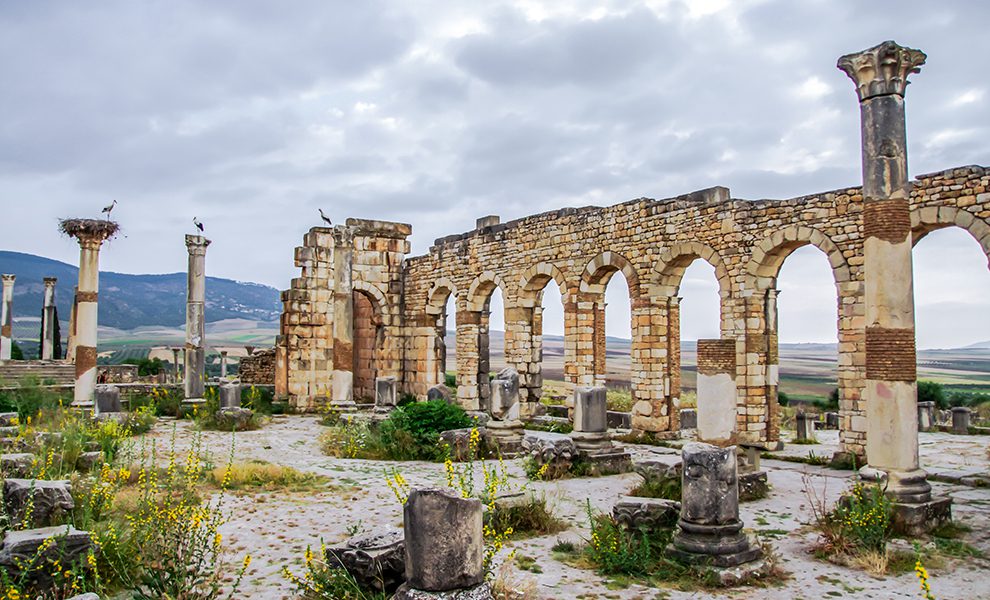 Ruins of the Roman City of Volubilis in the Moroccan Countryside